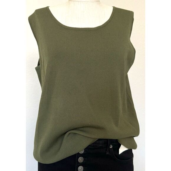Draper's & Damon's Tops - Drapers & Damons Sleeveless Top Women Large Olive Green Scoop Neck‎ Shirt